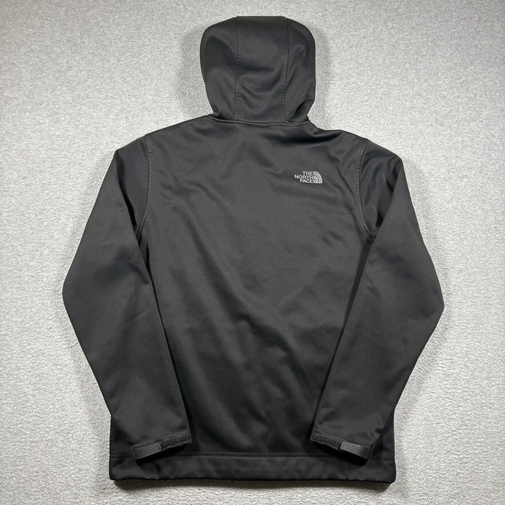 The North Face Hooded Softshell Jacket Mens Medium Black Fleece Lined Outdoor